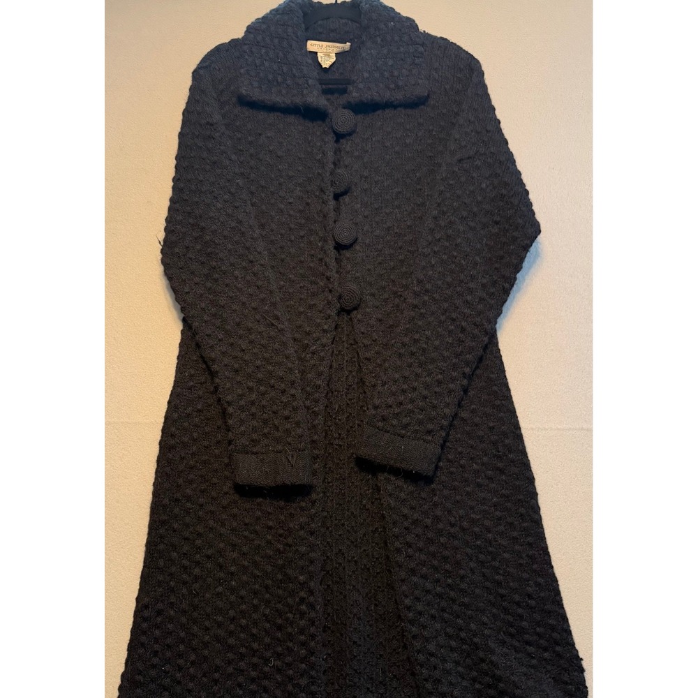 Little Journeys Alpaca Wool Blend Long Duster Cardigan Black Womens Medium
